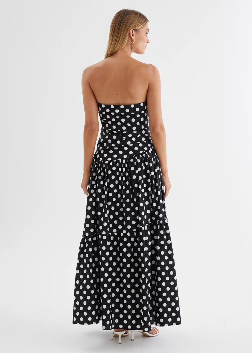 Abie Strapless Maxi Dress - Black Polka - Image 6