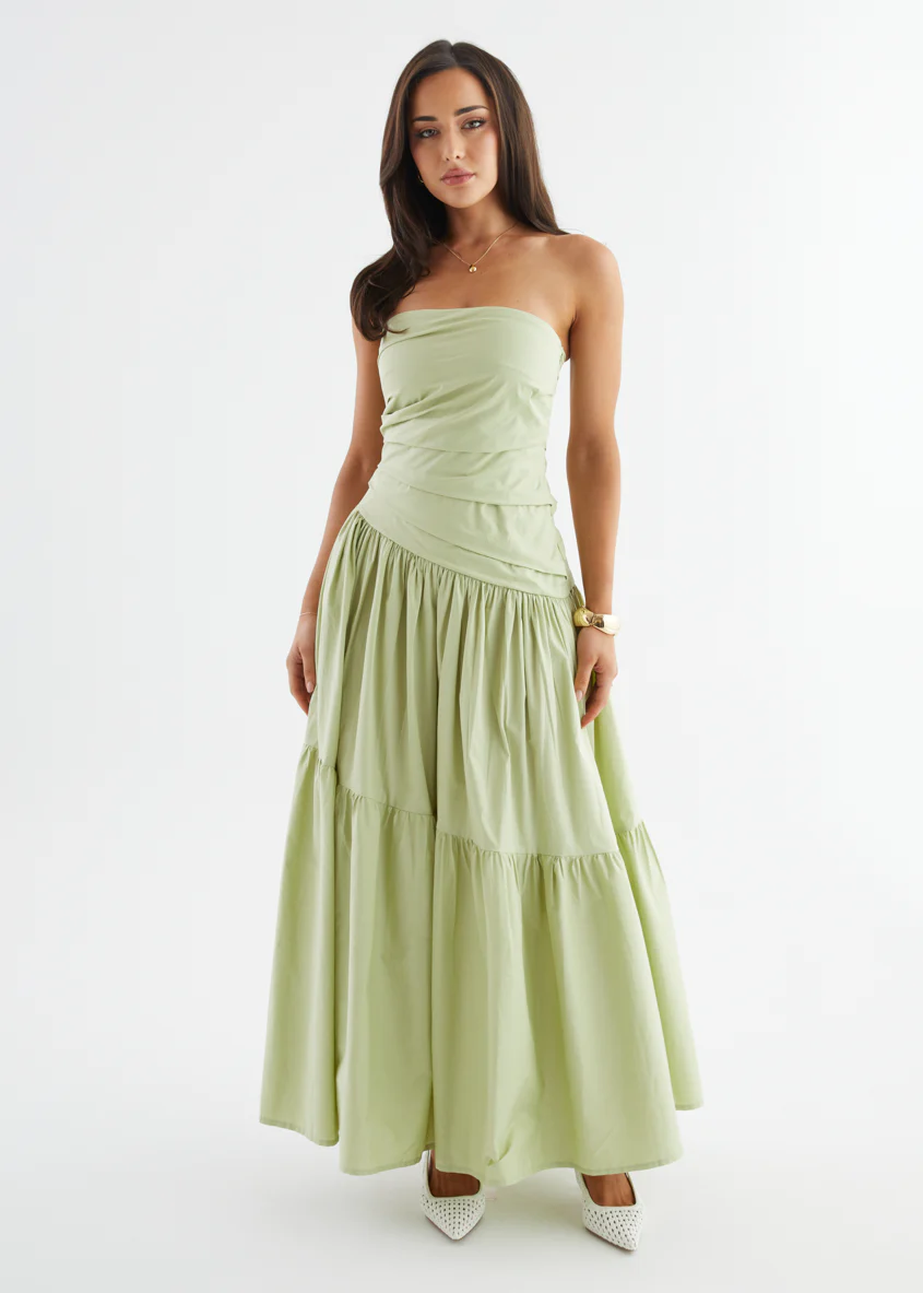 Abie Strapless Maxi Dress - Lime - Image 7