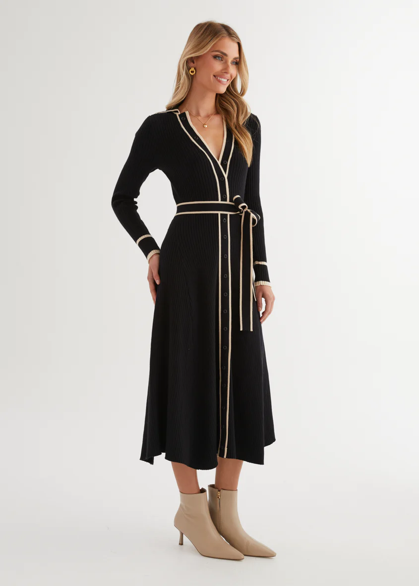 Adah Knit Midi Dress - Black - Image 6
