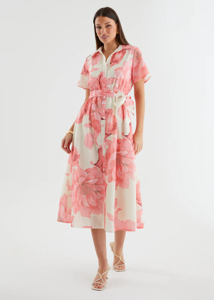 Adelina Midi Dress - Pink Flowers - Image 11
