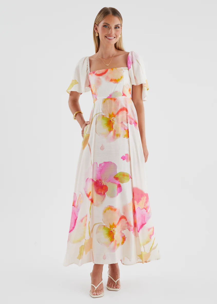 Ailea Maxi Dress - Pink Floral
