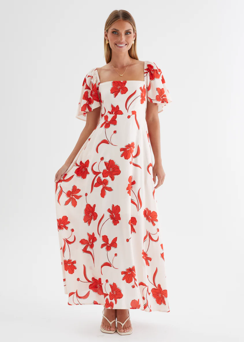 Ailea Maxi Dress - Red Flowers - Image 6
