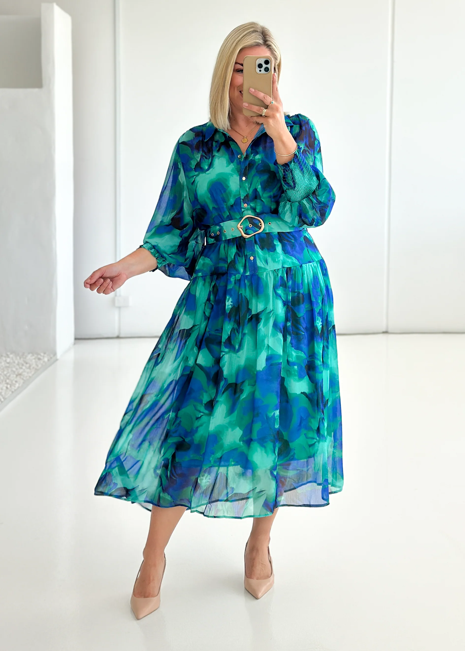 Aleera Midi Dress - Blue Floral - Image 11