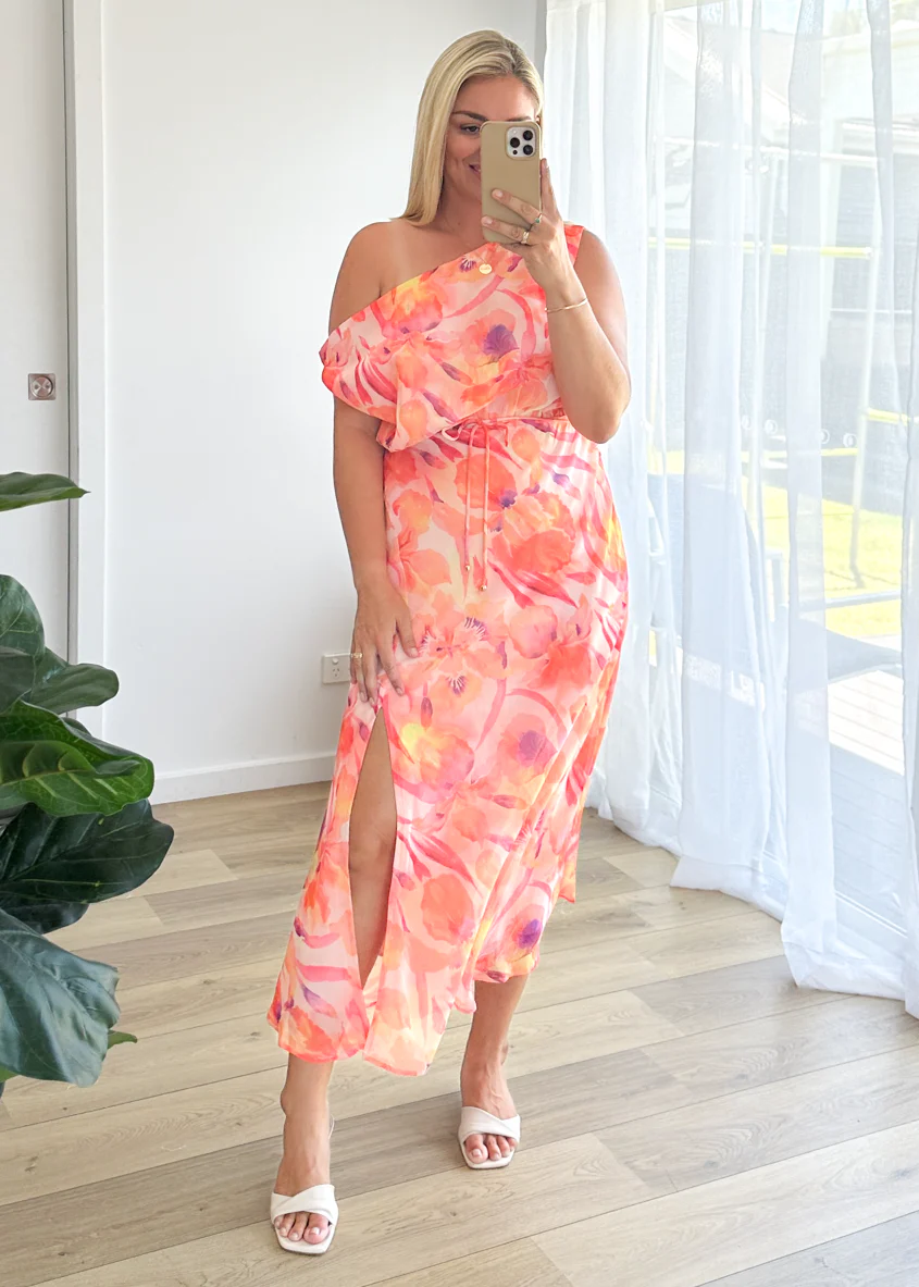 Alisa Drop Shoulder Maxi Dress - Tangerine Dream - Image 4