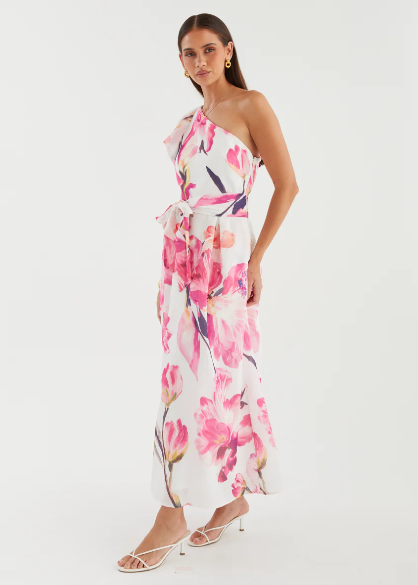 Alvaro One Shoulder Midi Dress - Pink Peony - Image 6