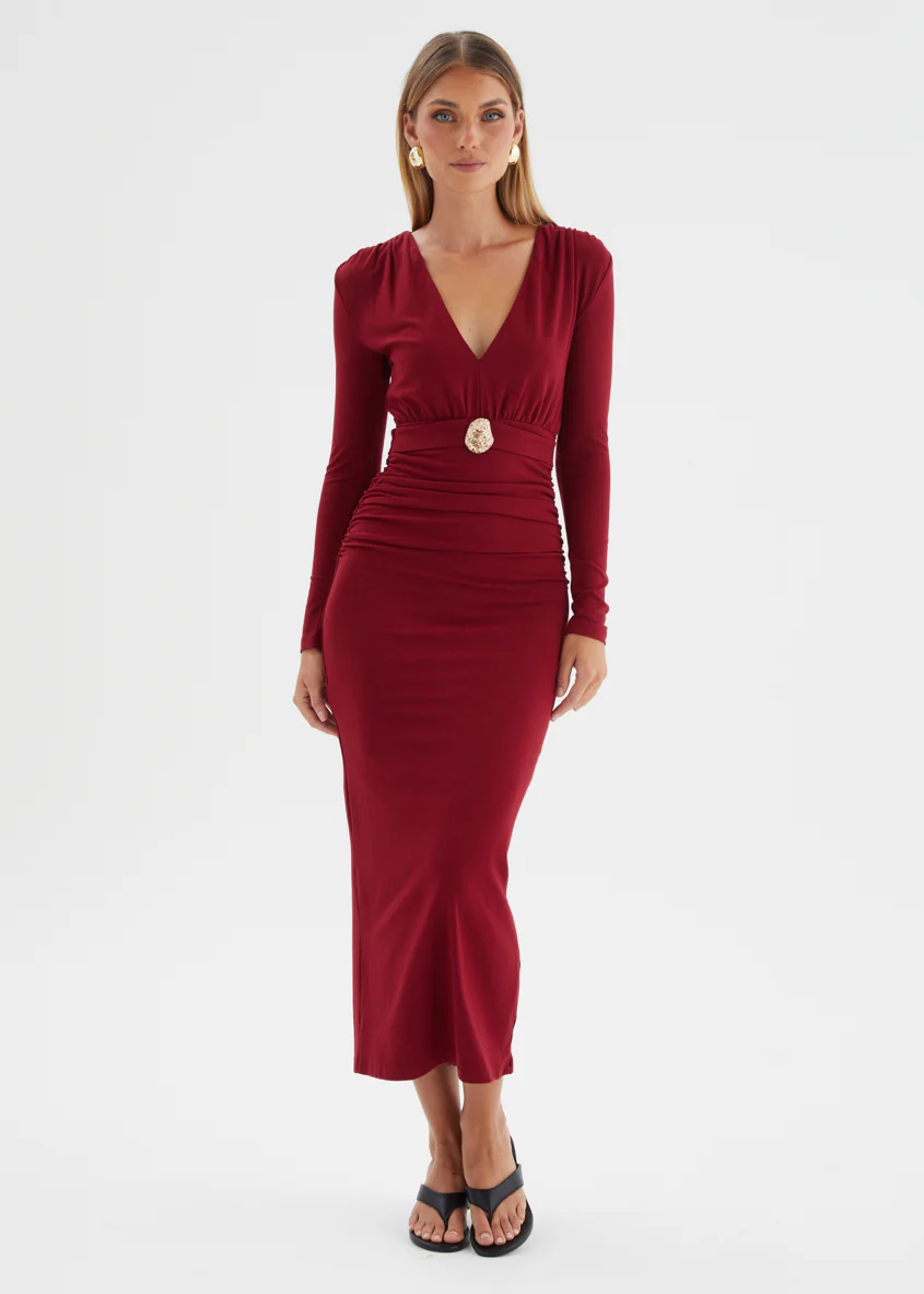 Alysse Midi Dress - Wine - Image 5