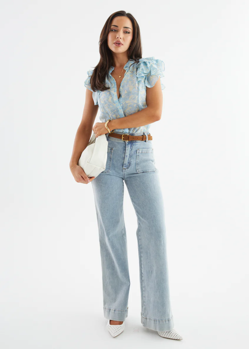 Alyssia Blouse - Sky Blue Floral - Image 5