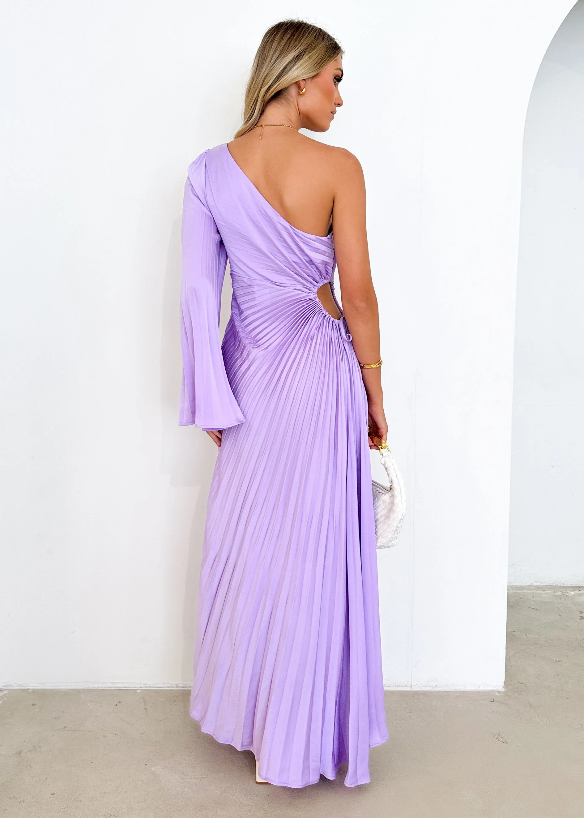 Amore One Shoulder Midi Dress - Lilac - Image 7