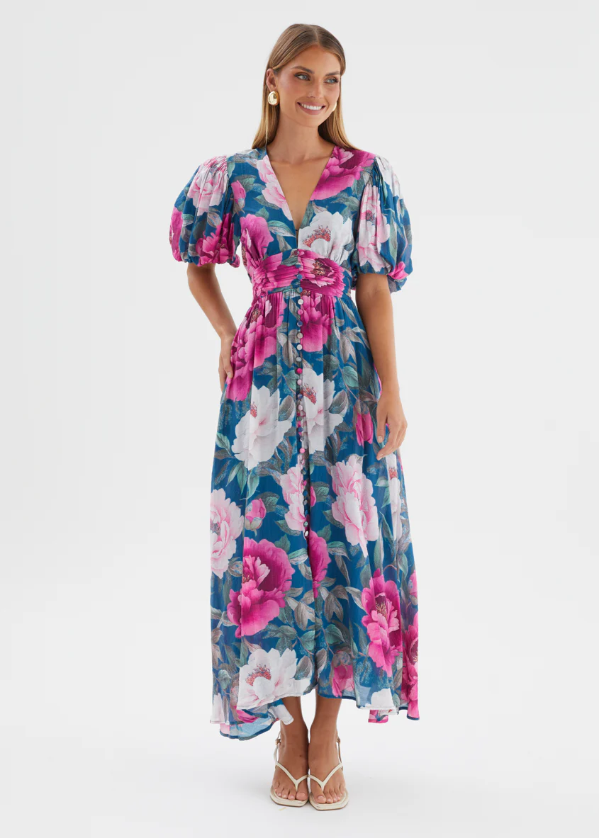 Anastasia Maxi Dress - Teal Peony - Image 6