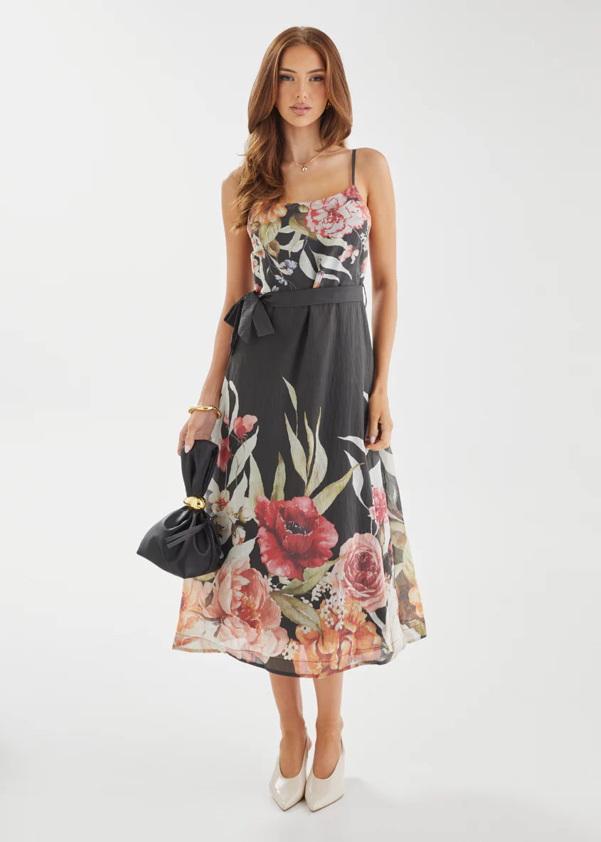 Andrea Midi Dress - Black Garden - Image 2