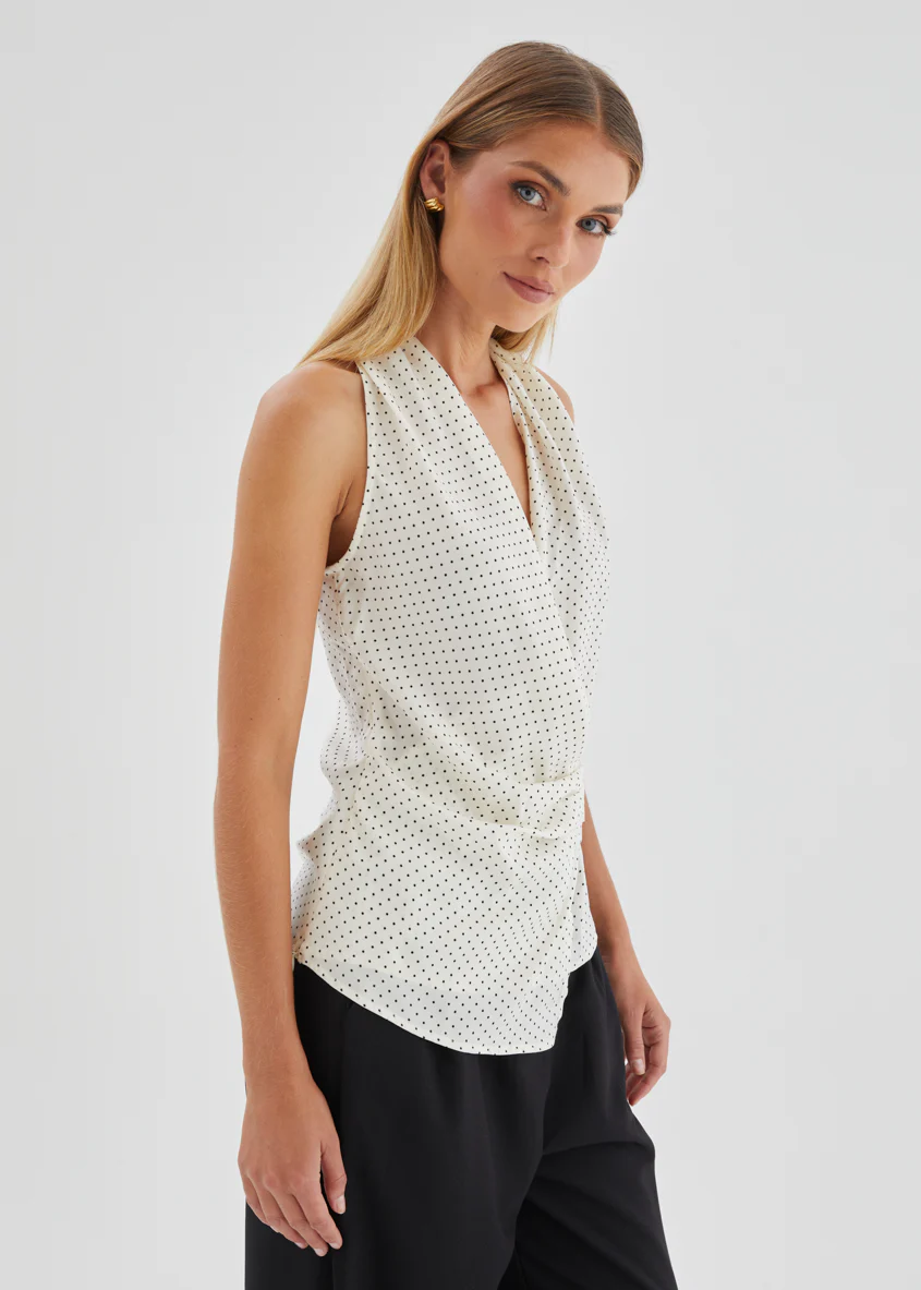 Angela Top - White Polka Dot - Image 7