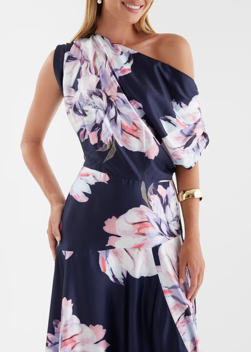 Anina Drop Shoulder Maxi Dress - Navy Blossom - Image 8