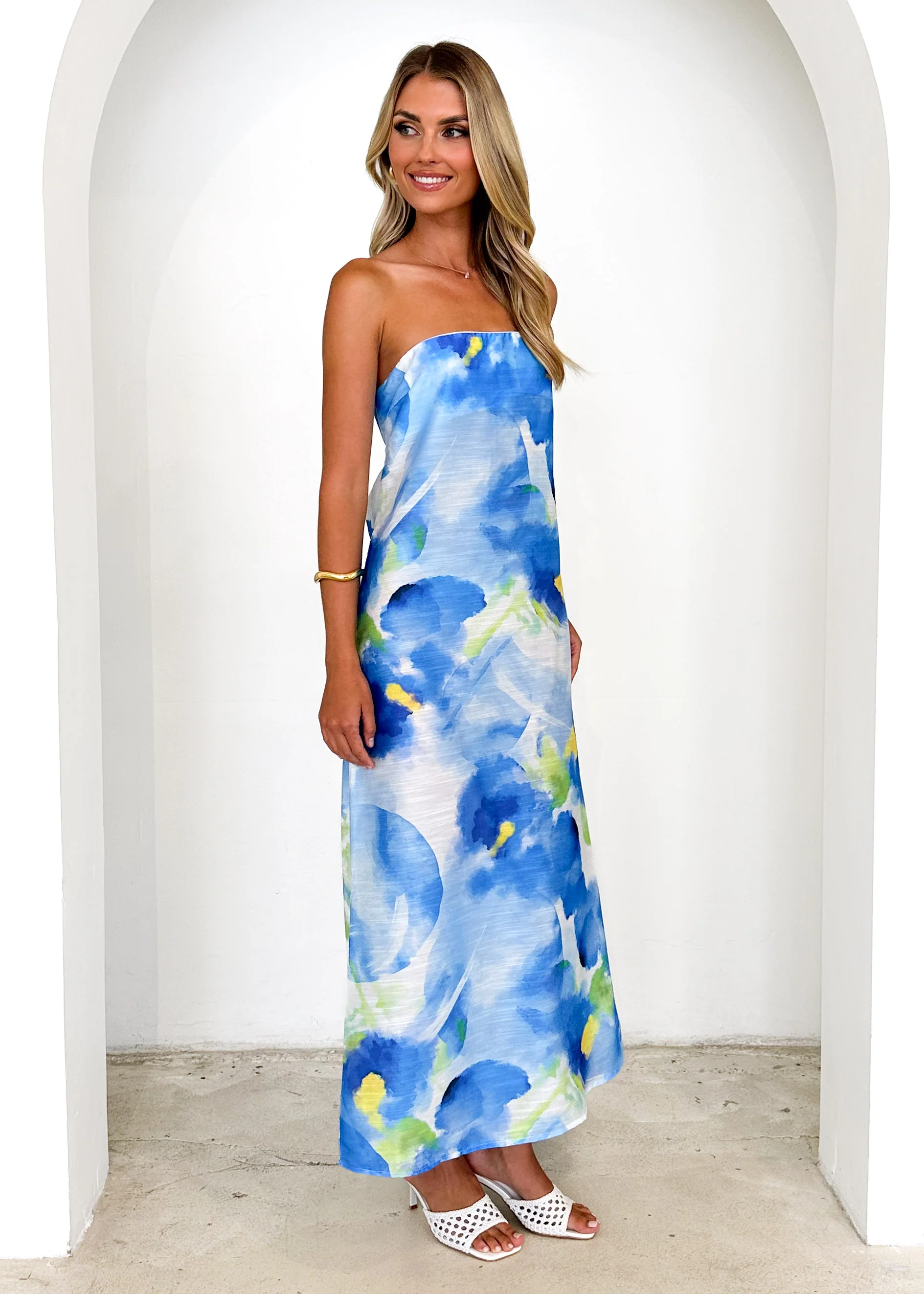 Aperol Strapless Maxi Dress - Blue Splash - Image 6