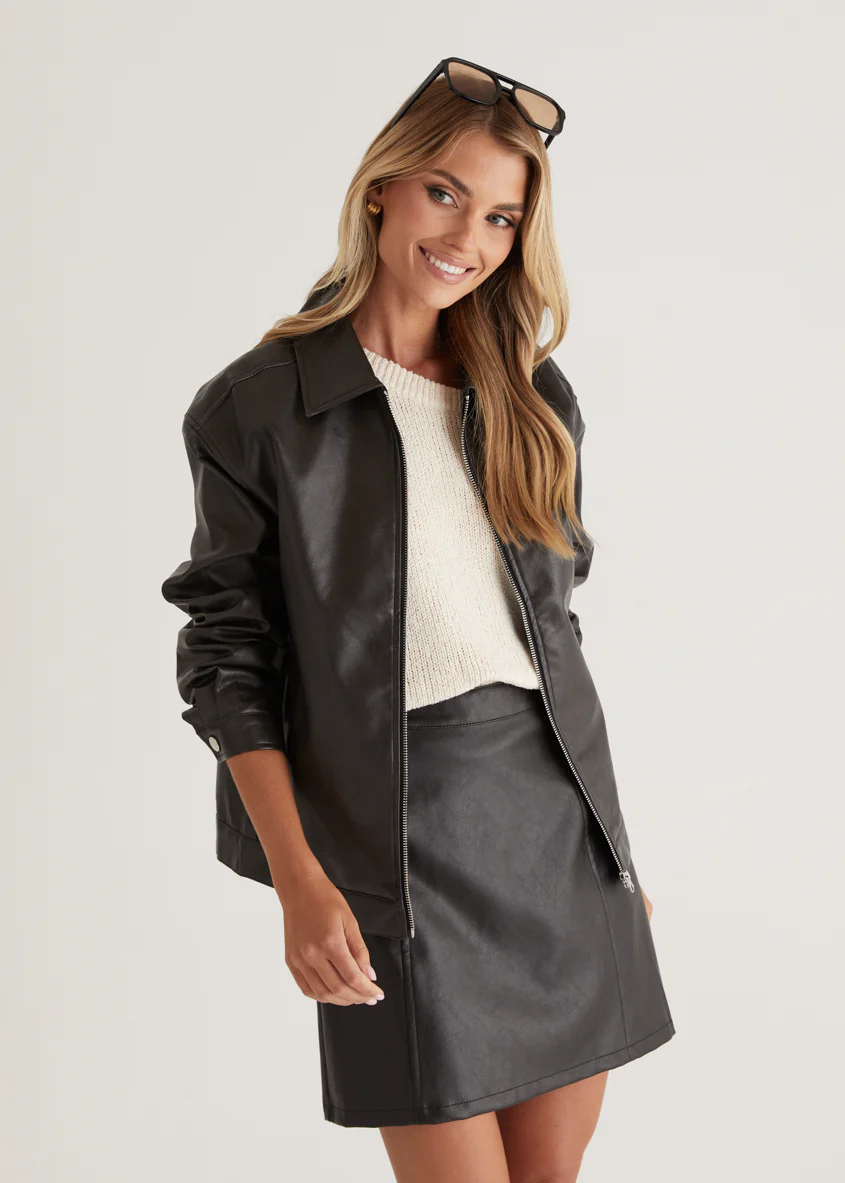 Arrabelle PU Jacket - Black - Image 2