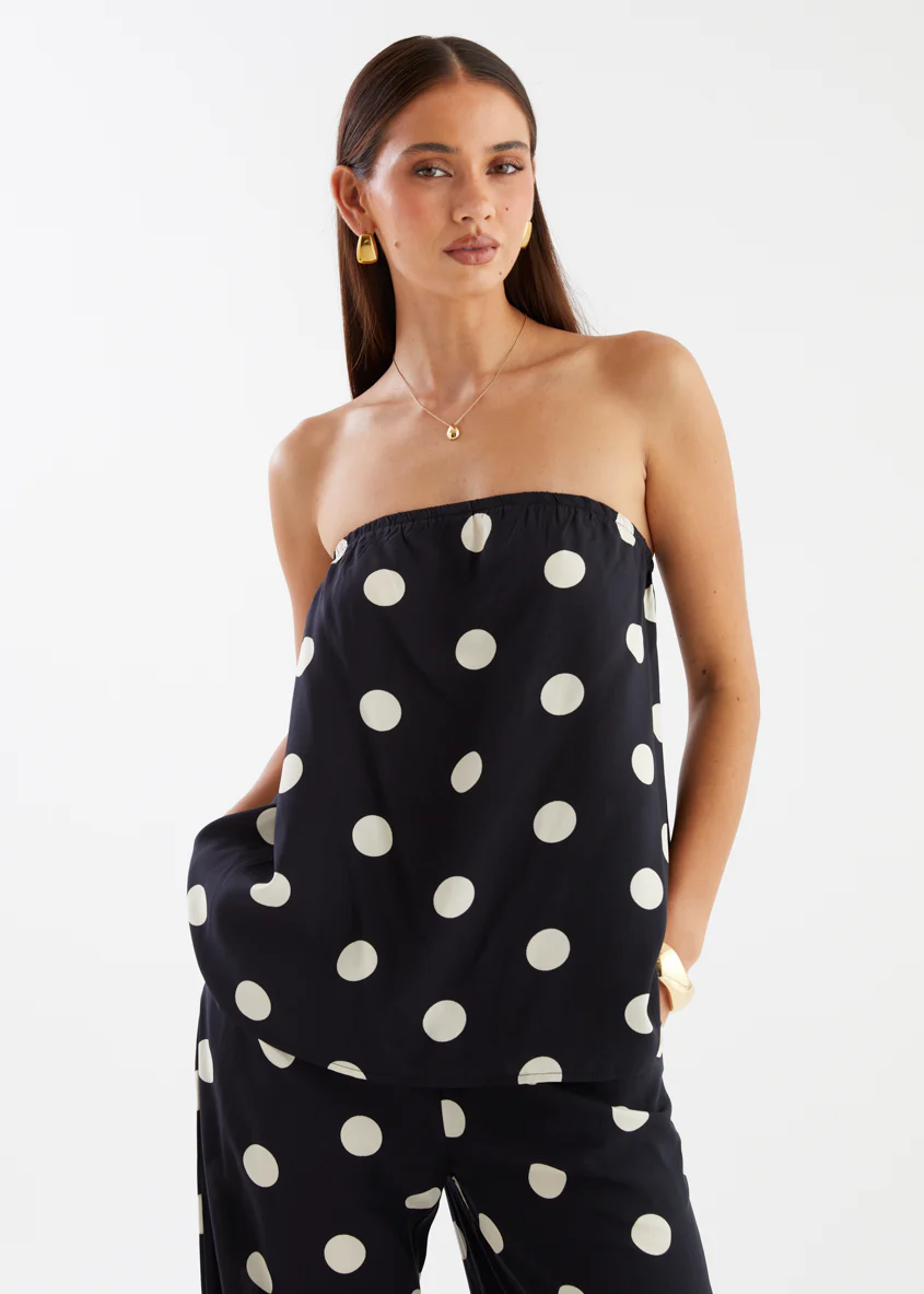 Artie Strapless Top - Black Polka Dot - Image 2