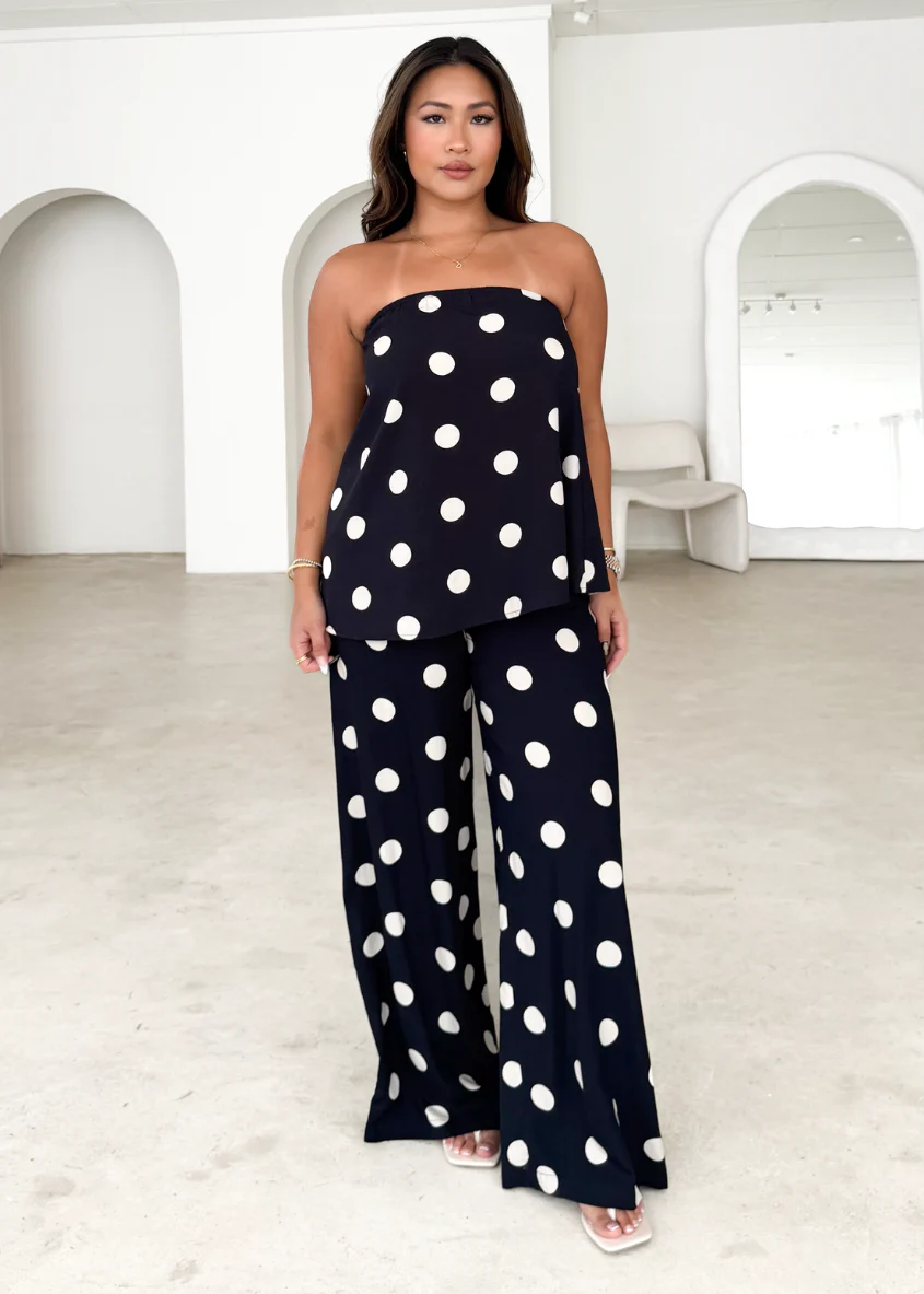 Artie Strapless Top - Black Polka Dot - Image 3