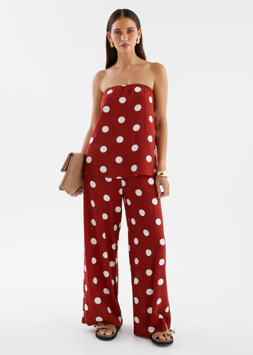 Artie Strapless Top - Rust Polka Dot - Image 5