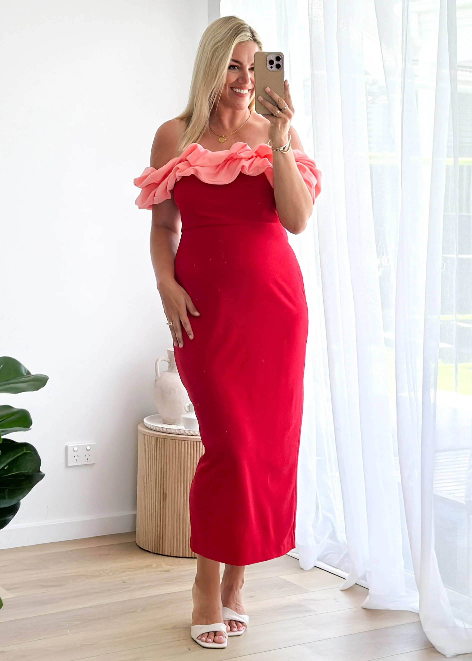 Ashlynn Off Shoulder Midi Dress - Cherry Splice - Image 3