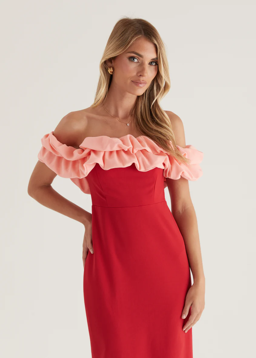 Ashlynn Off Shoulder Midi Dress - Cherry Splice - Image 7