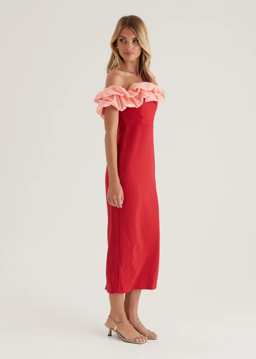 Ashlynn Off Shoulder Midi Dress - Cherry Splice - Image 8