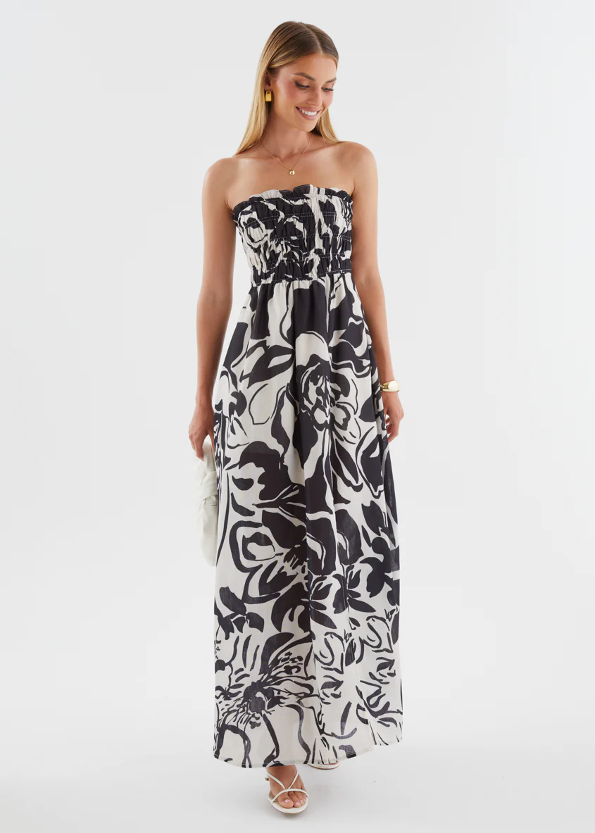 Aspa Strapless Maxi Dress - Black Floral - Image 6