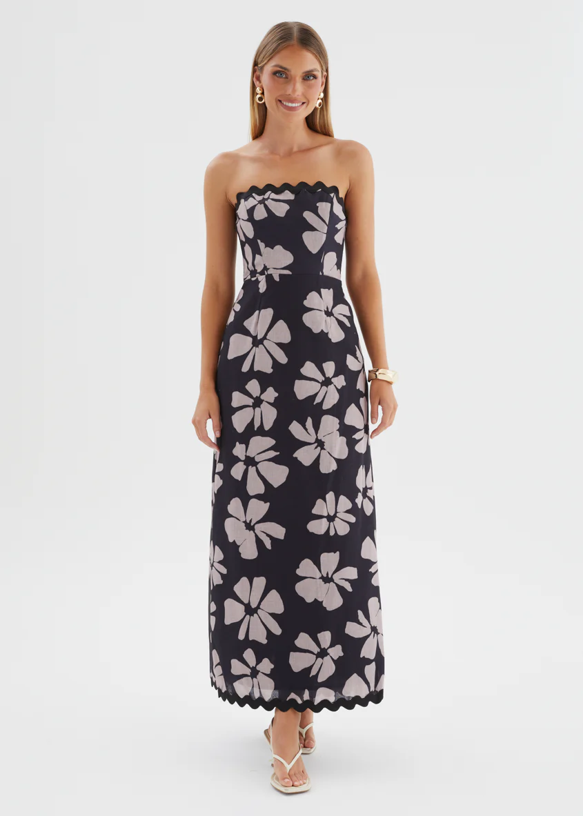 Aurella Strapless Maxi Dress - Black Floral - Image 5