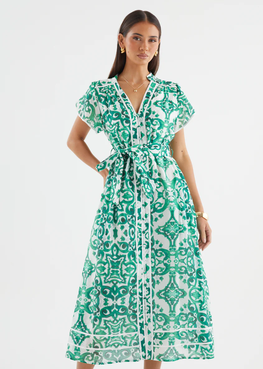 Avalon Maxi Dress - Emerald Geo - Image 5