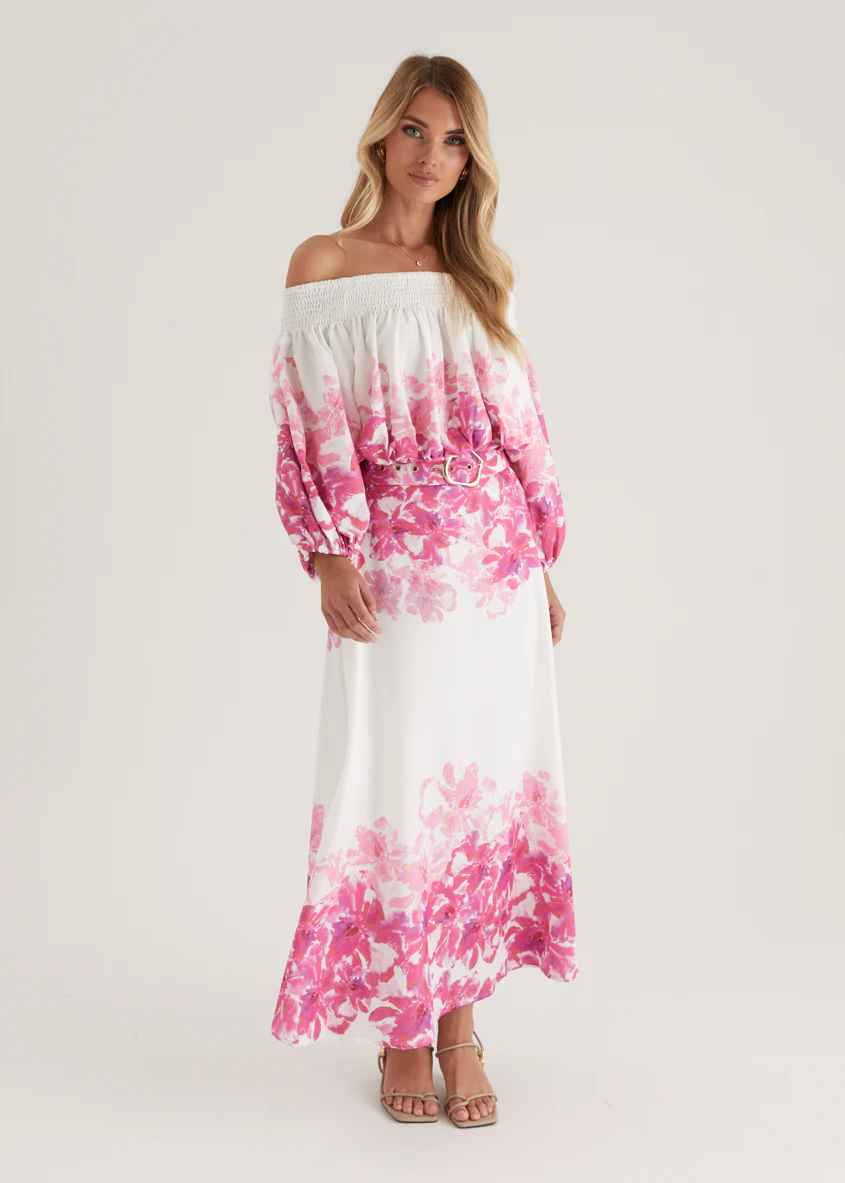 Averie Off Shoulder Top - Pink Floral - Image 21