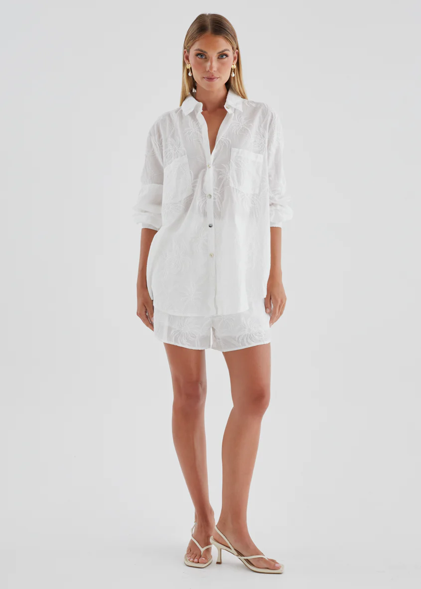 Ayra Embroidered Shirt - White Palm - Image 6