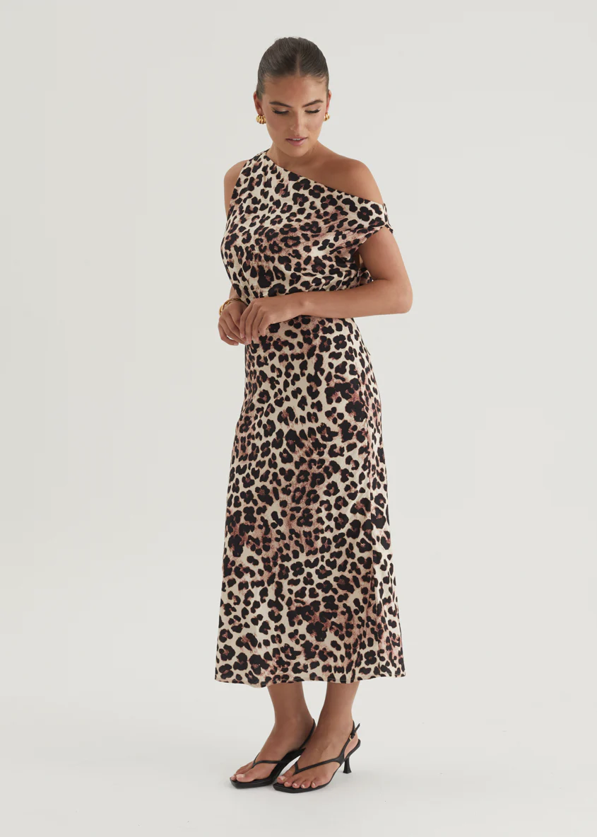 Banksy One Shoulder Maxi Dress - Leopard - Image 17