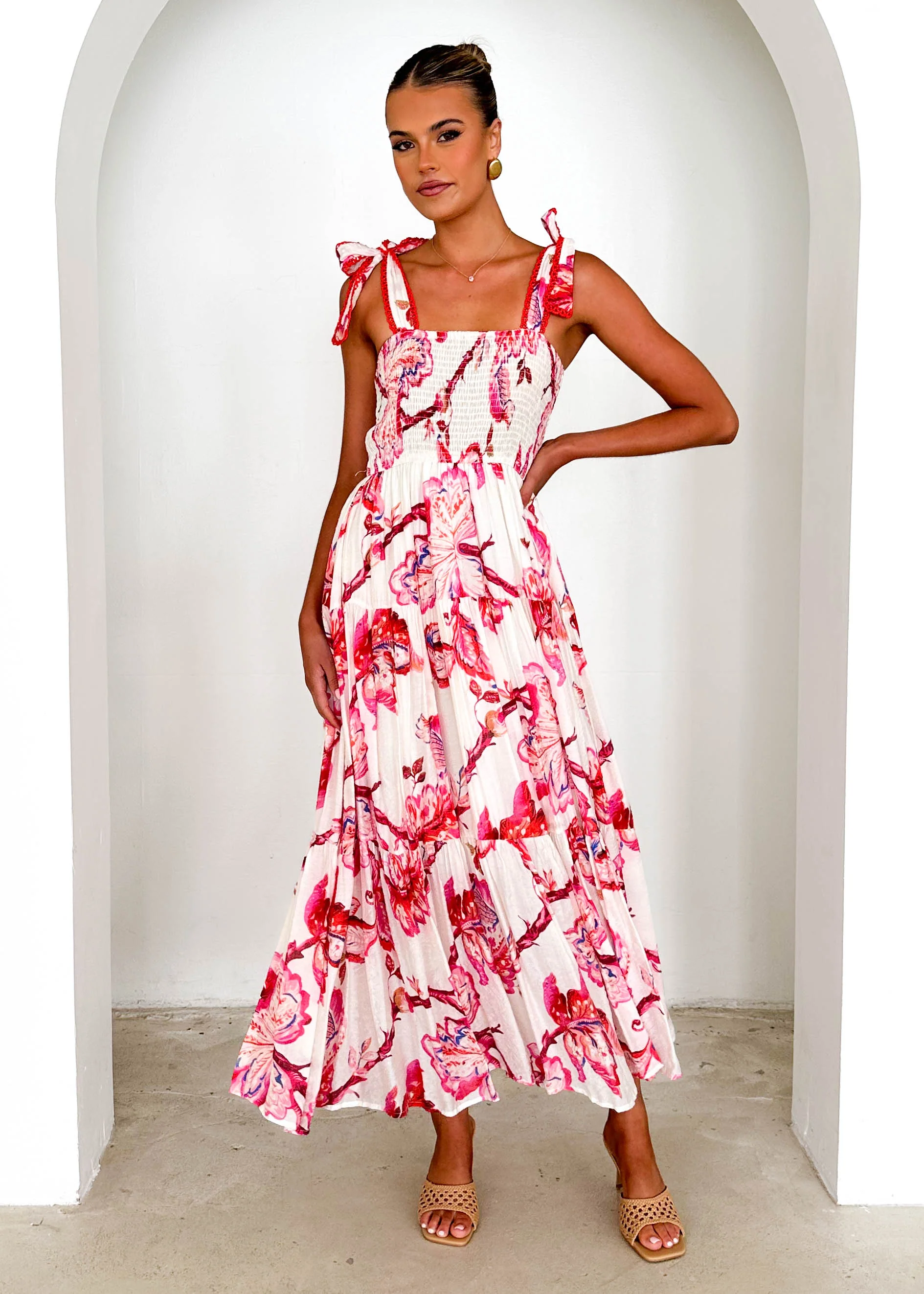 Beatrice Maxi Dress - Red Floral - Image 5
