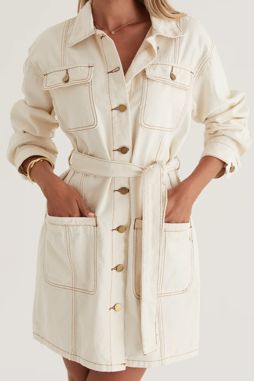 Begra Denim Dress - Sand - Image 10