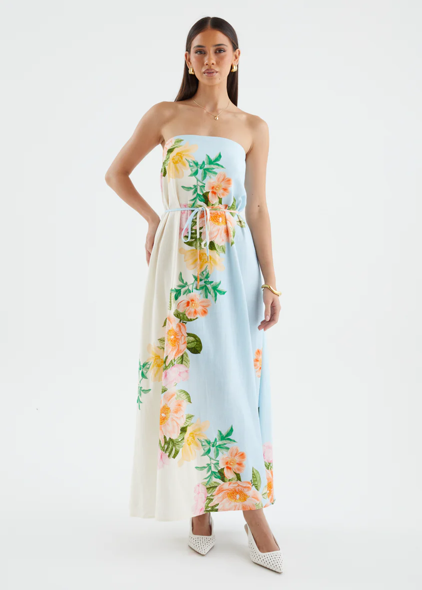 Benita Strapless Maxi Dress - Botanical Blue - Image 3