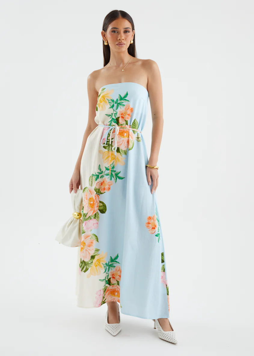 Benita Strapless Maxi Dress - Botanical Blue - Image 7