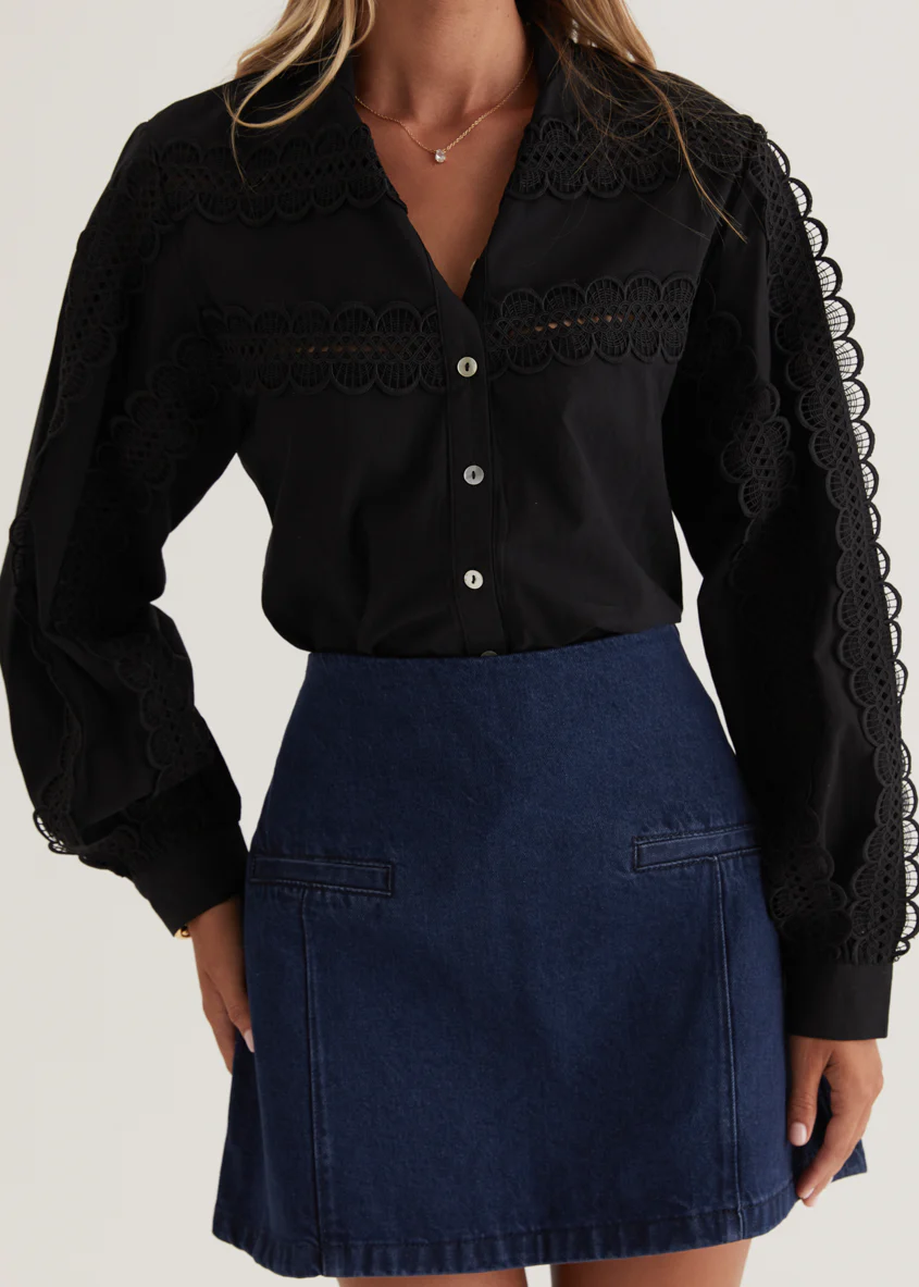 Betty Embroidered Shirt - Black - Image 2