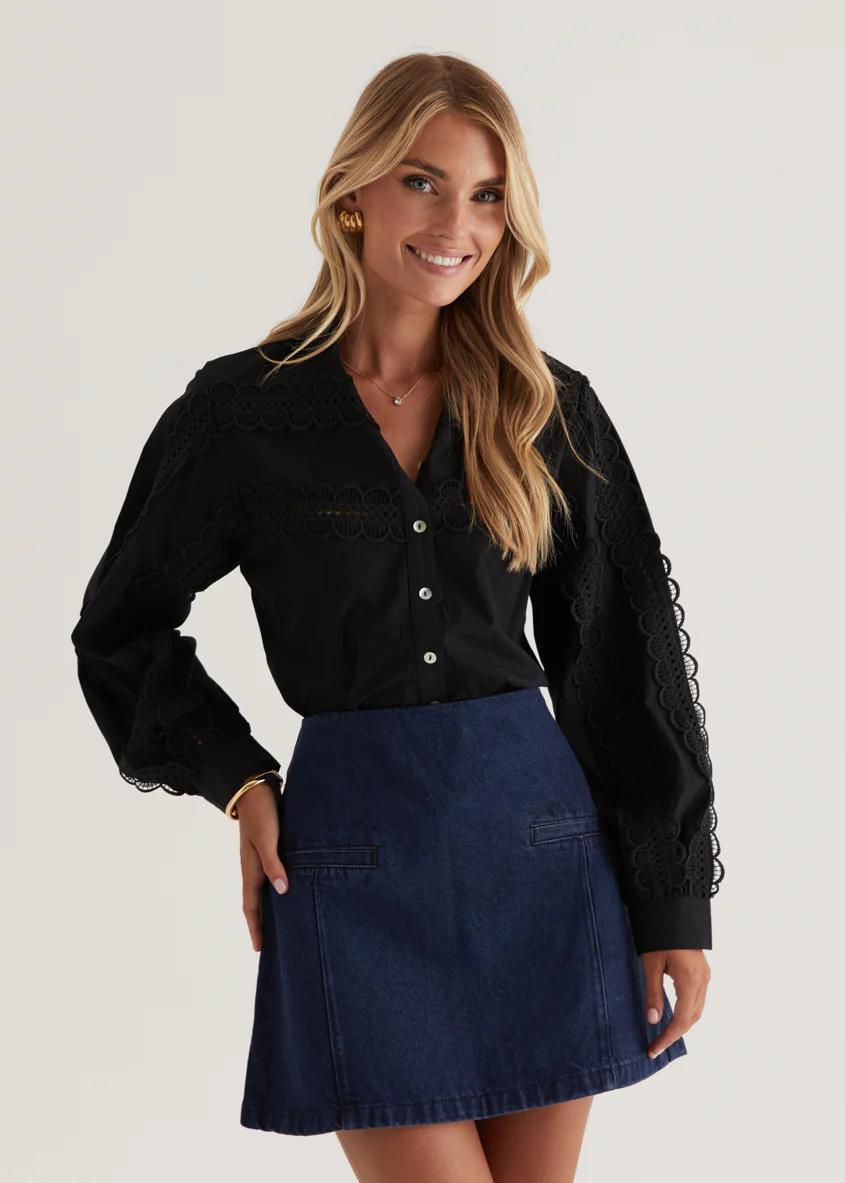 Betty Embroidered Shirt - Black - Image 6