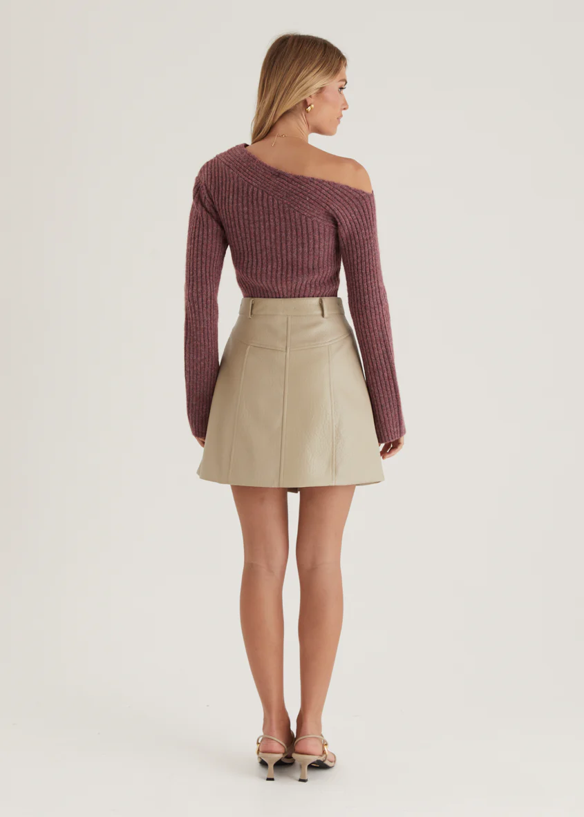 Bittersweet PU Skirt - Bone - Image 14
