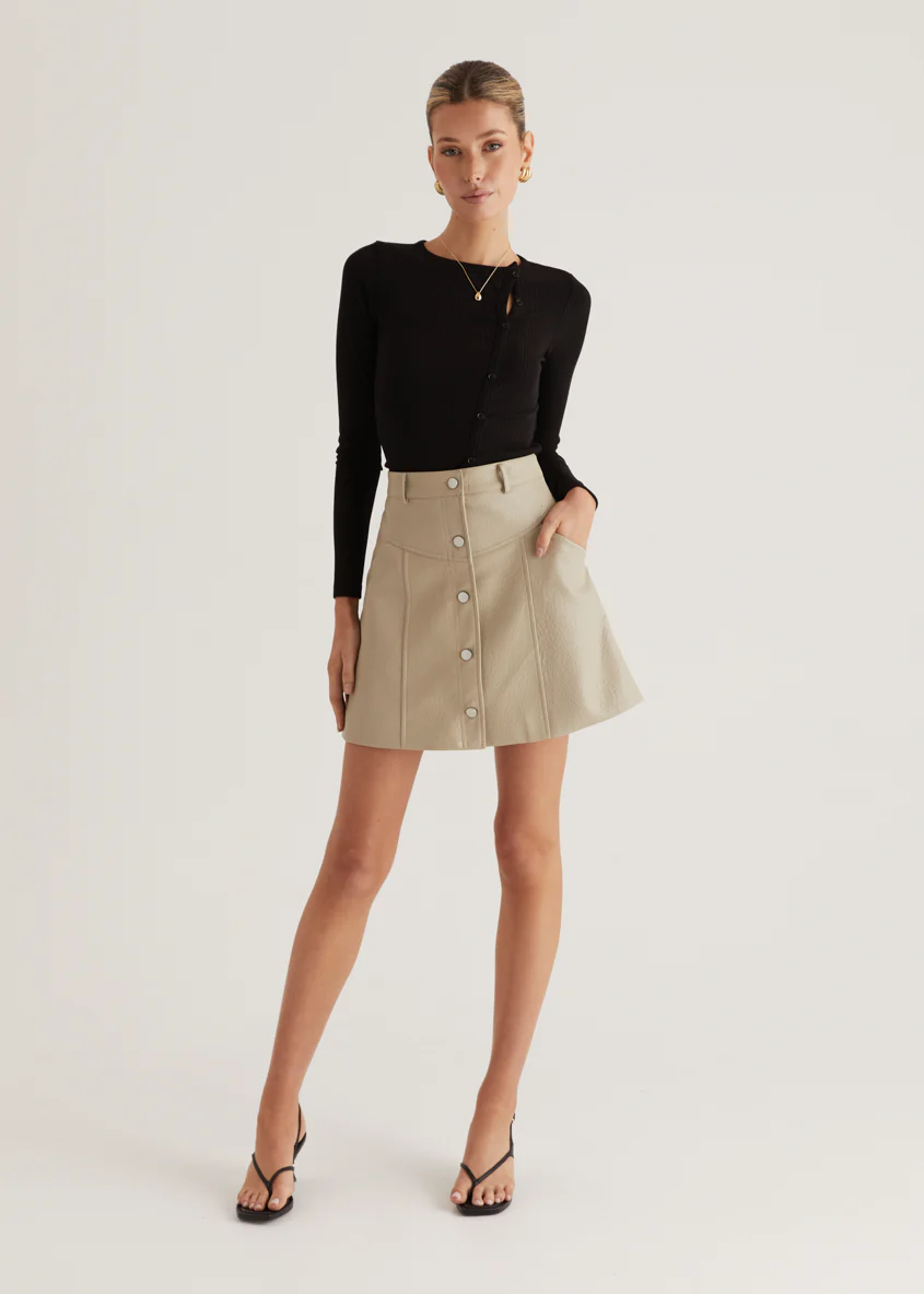 Bittersweet PU Skirt - Bone - Image 16