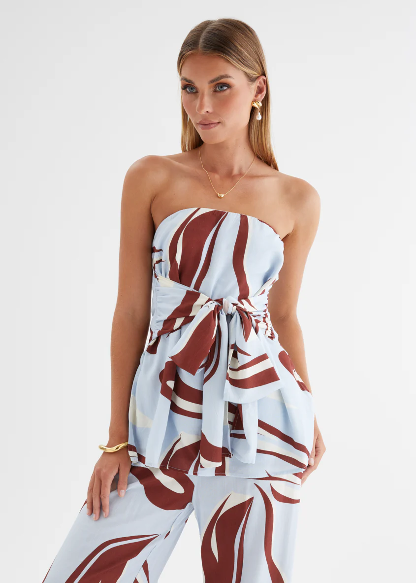Calia Strapless Top - Blue Abstract - Image 7