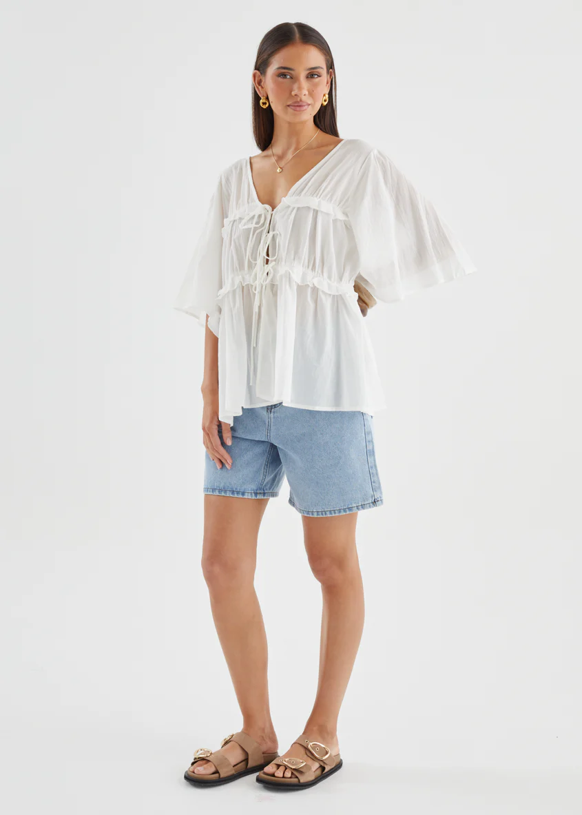 Calley Denim Shorts - Light Blue - Image 7