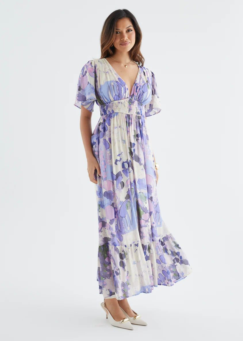 Cara Maxi Dress - Purple Abstract - Image 4