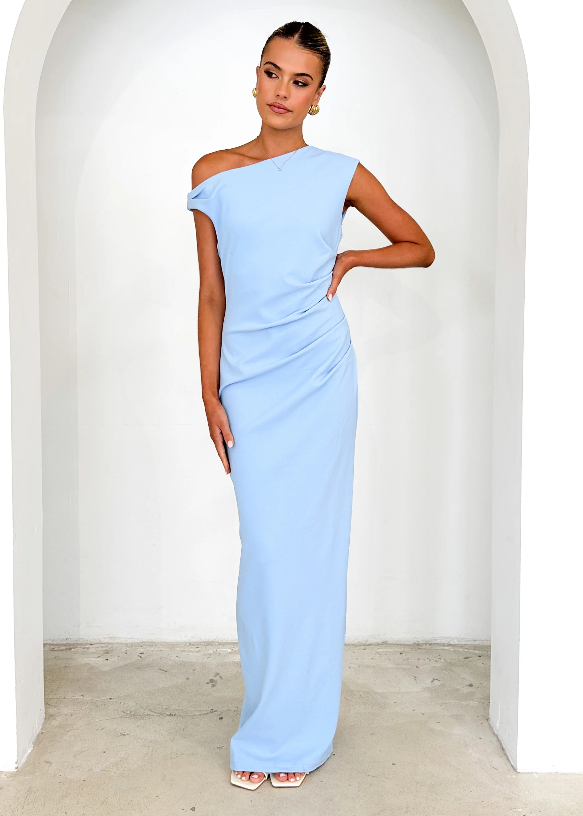 Carmella One Shoulder Maxi Dress - Blue - Image 4