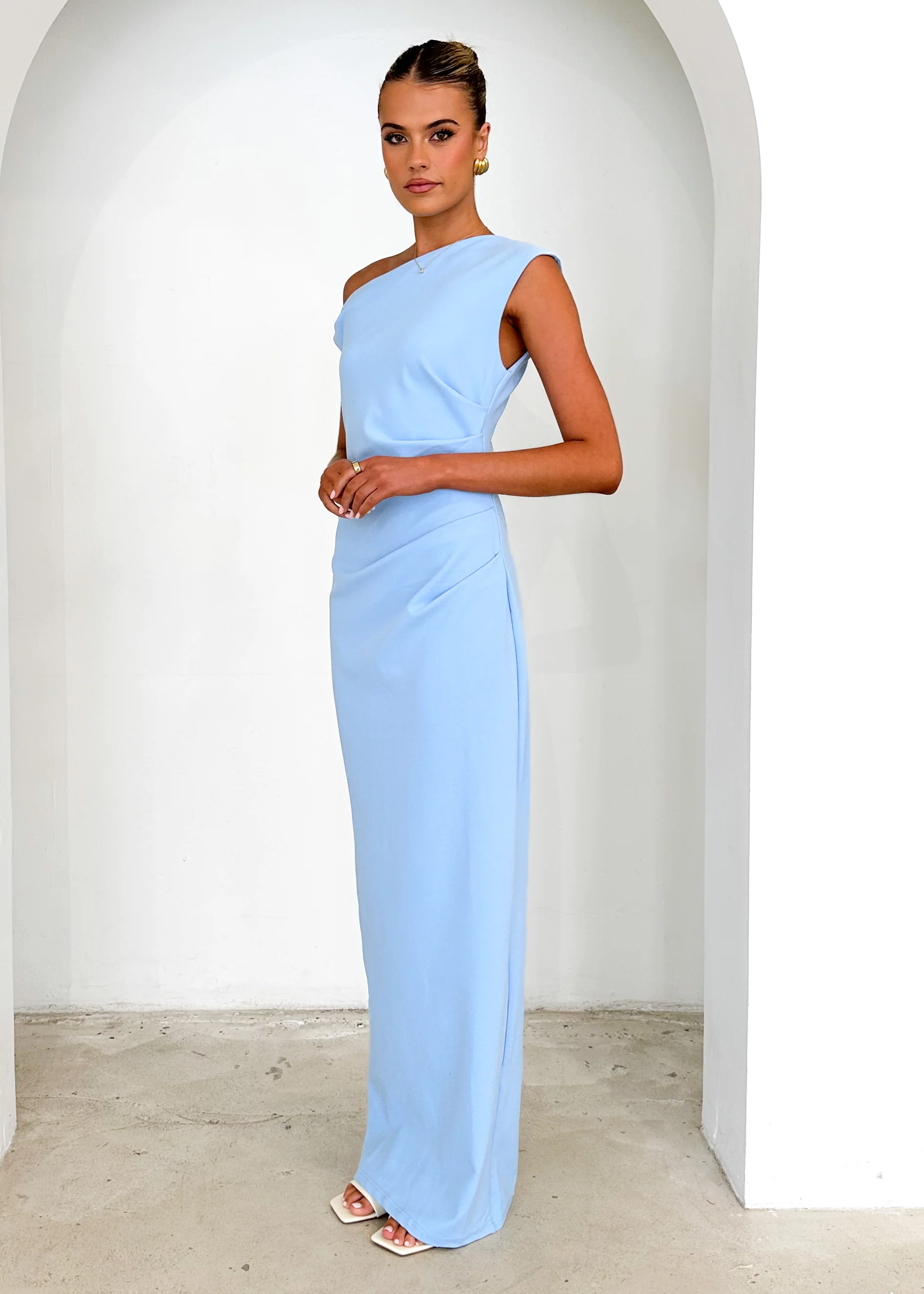 Carmella One Shoulder Maxi Dress - Blue - Image 6