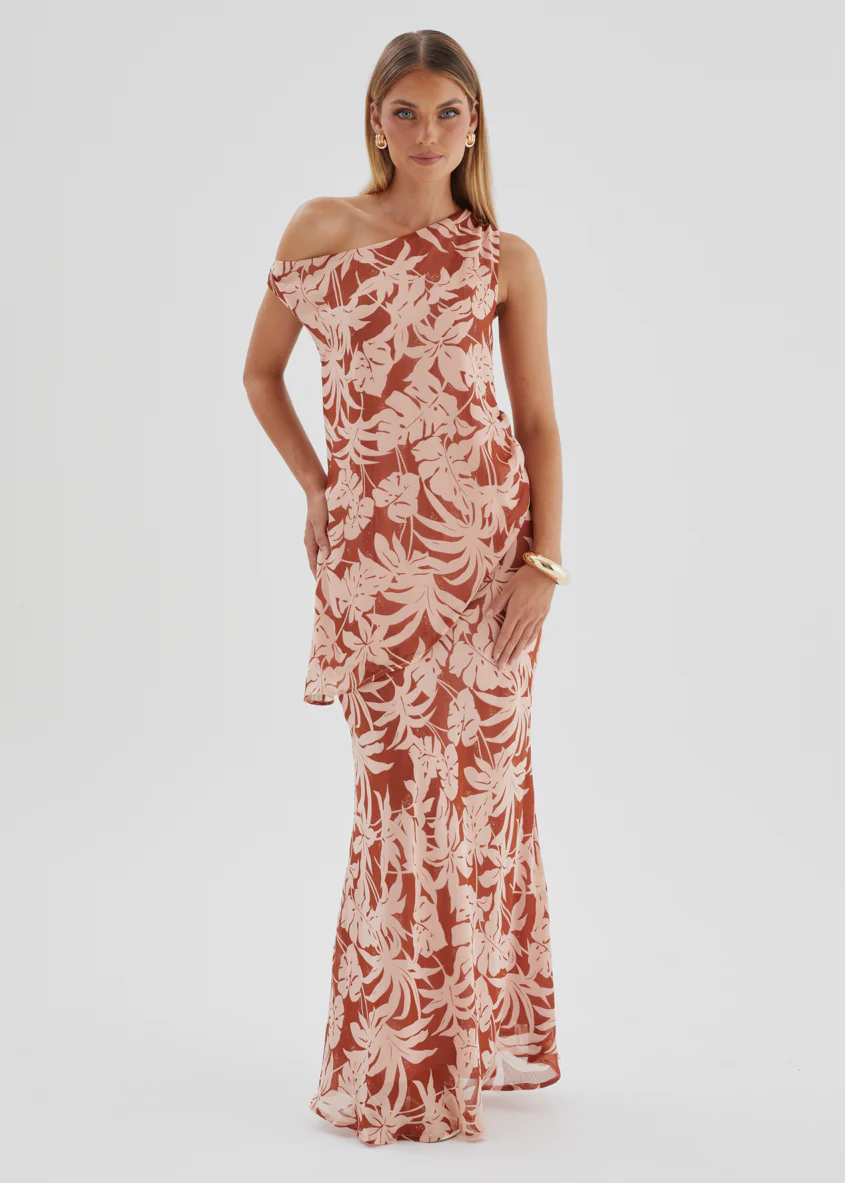 Cartez Off Shoulder Top - Bronze Palm