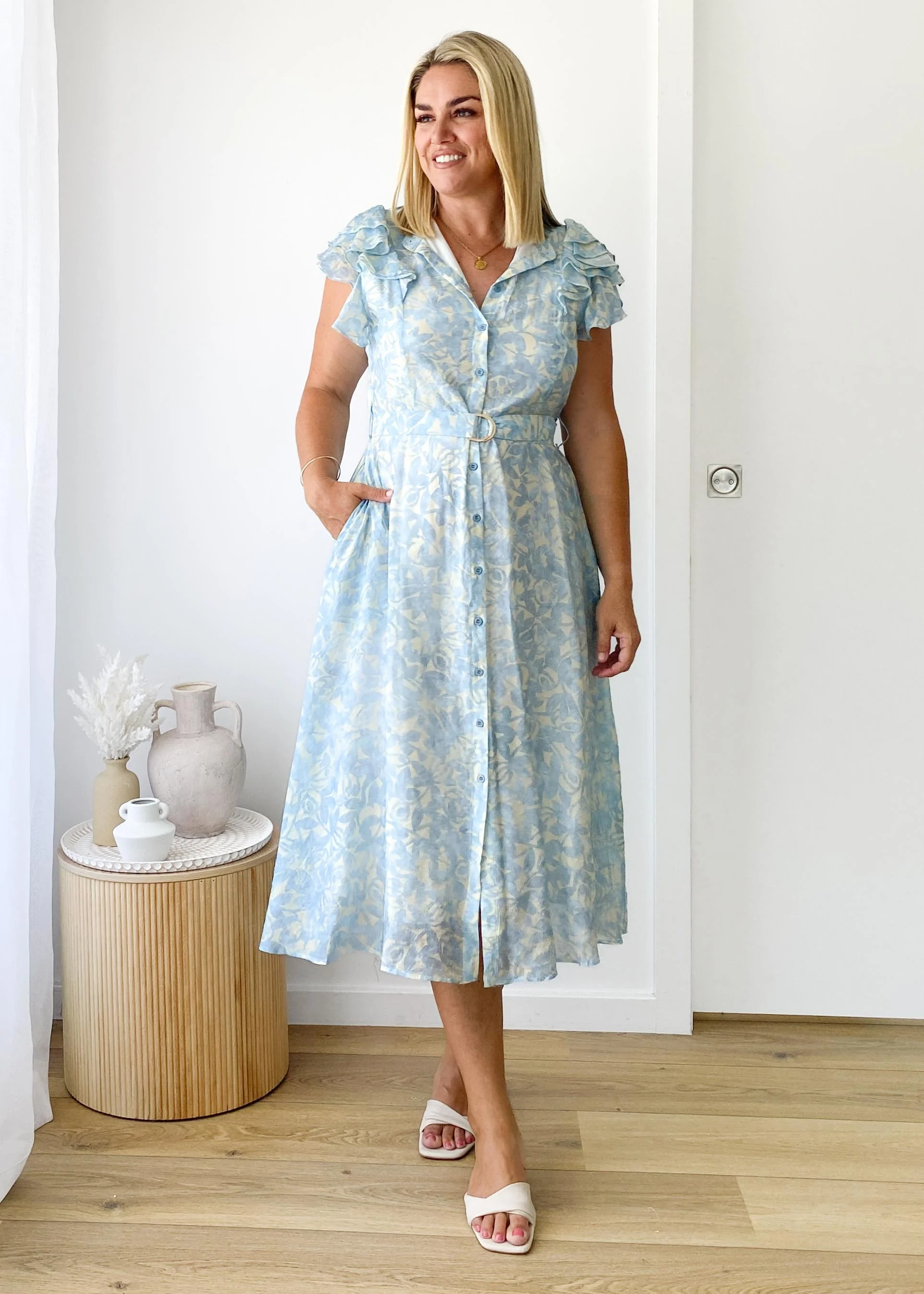 Cassia Midi Dress - Sky Blue Floral - Image 7