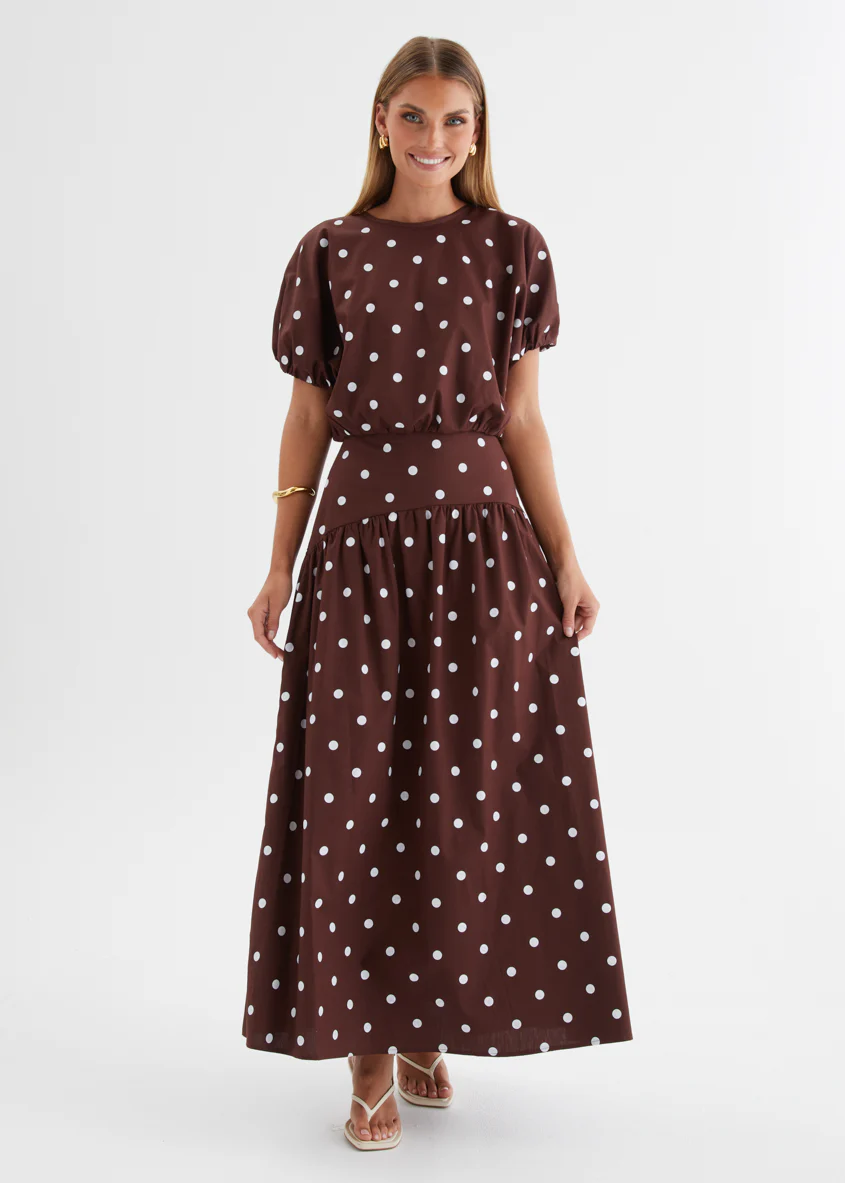Charlene Top - Choc Polka