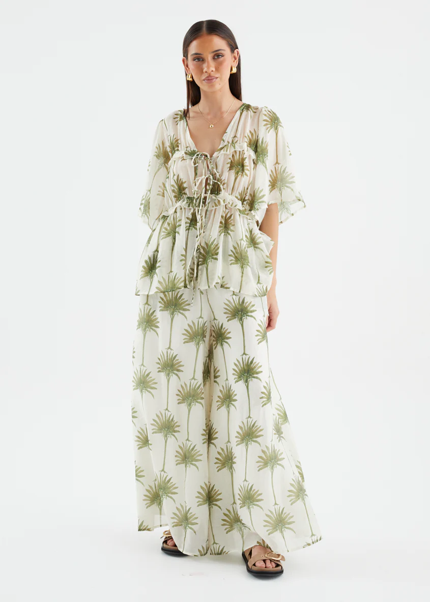 Codey Wide Leg Pants - Sage Palms - Image 6