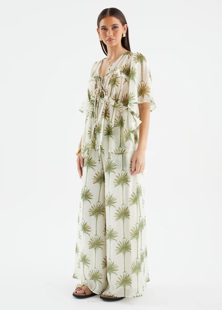 Codey Wide Leg Pants - Sage Palms - Image 7