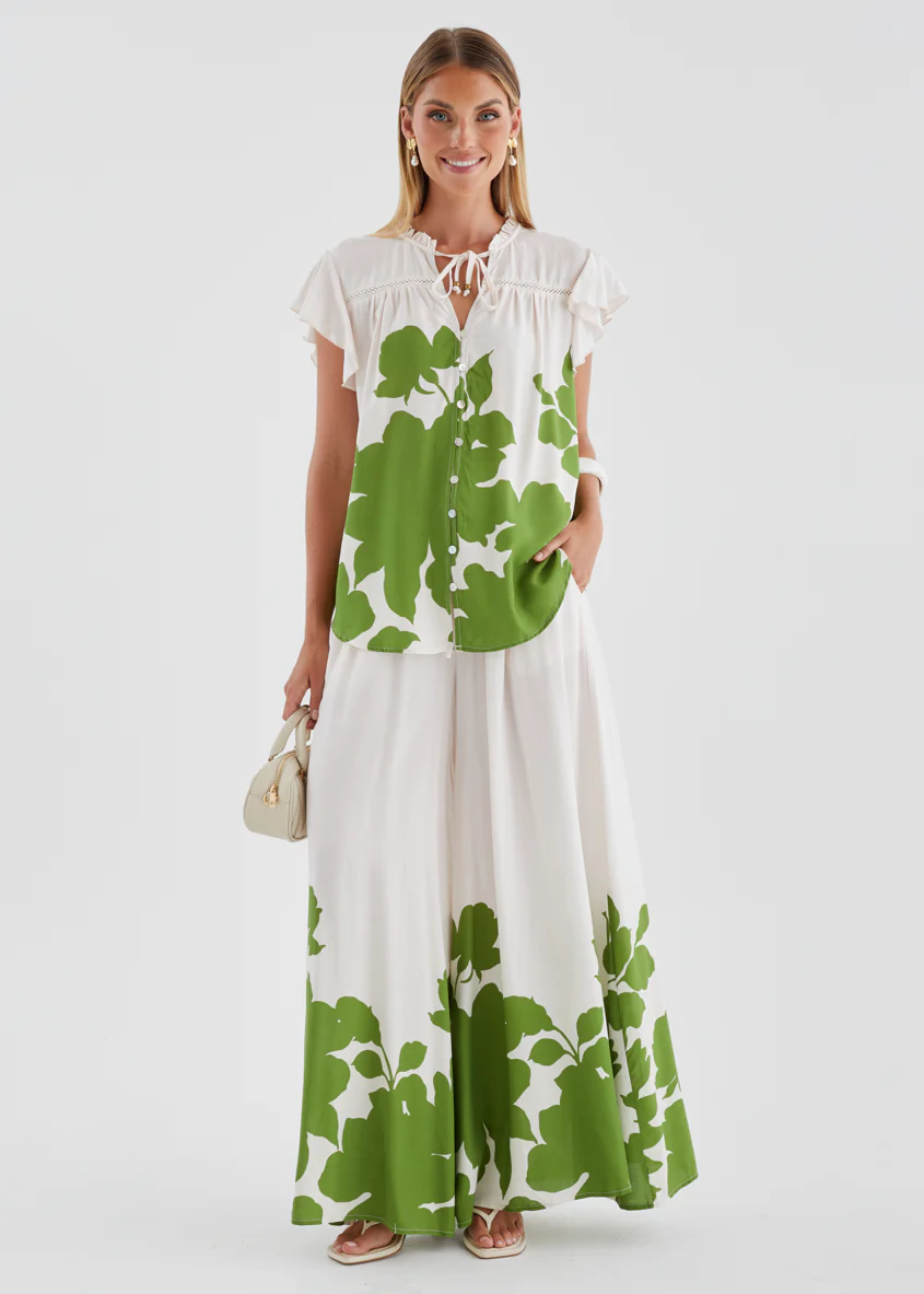 Colbie Blouse - Matcha Leaf