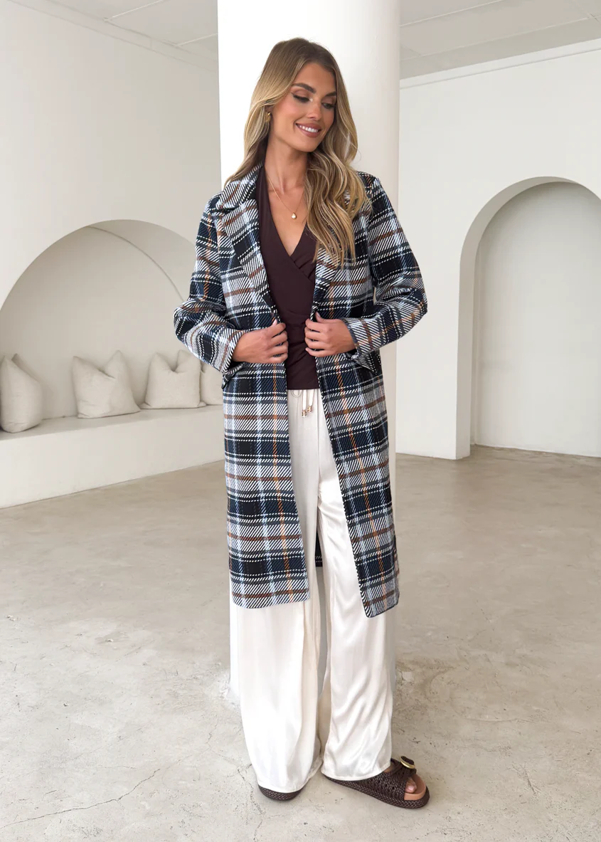Cyan Coat - Navy Check - Image 4